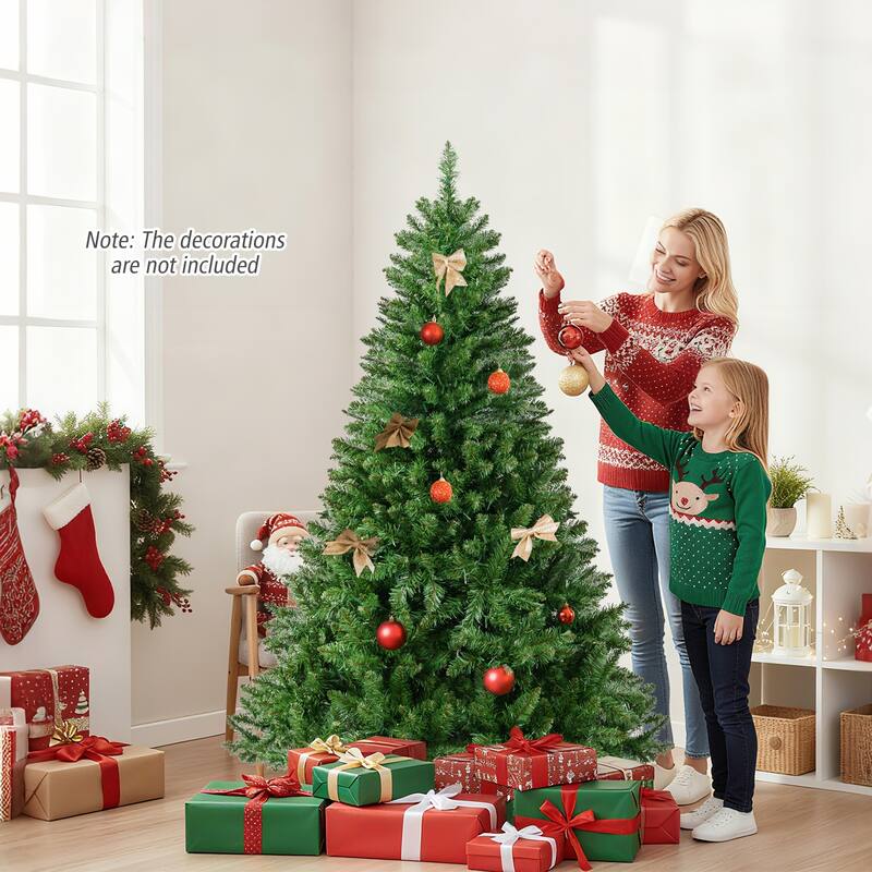 Gymax Artificial Christmas Tree w/990 Branch Tips 1000 Warm White LED