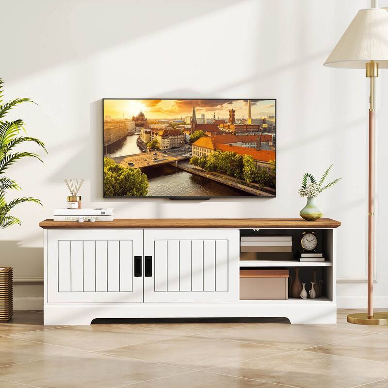 Costway Farmhouse TV Stand for TVs up to 65" with Sliding Doors - See Details