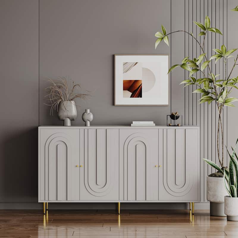 Modern 4 Door Wooden Cabinet Sideboard Buffet