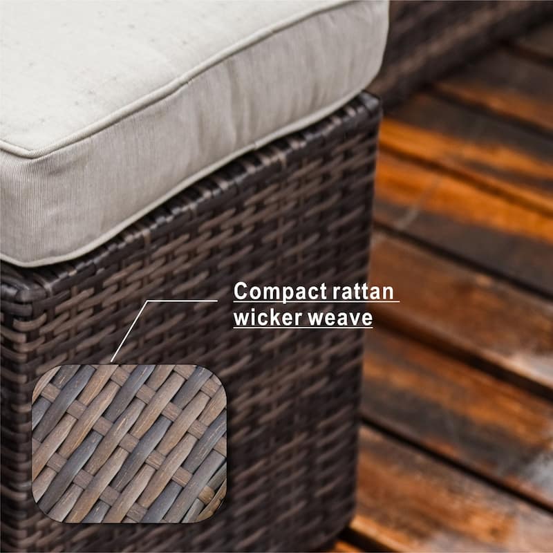 7-Piece Outdoor Sofa with Aluminium table top Fire Pit Set