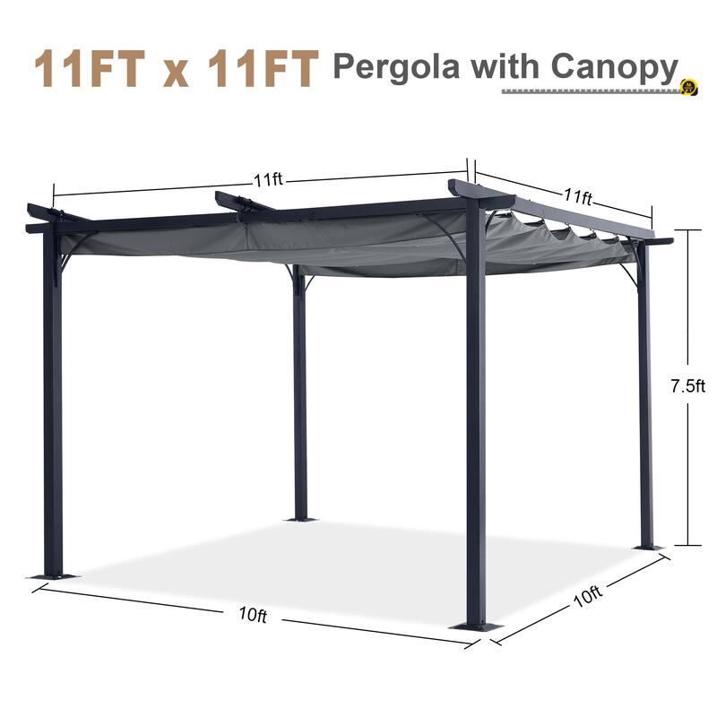 ABCCANOPY Outdoor Patio Pergola with Retractable Shade