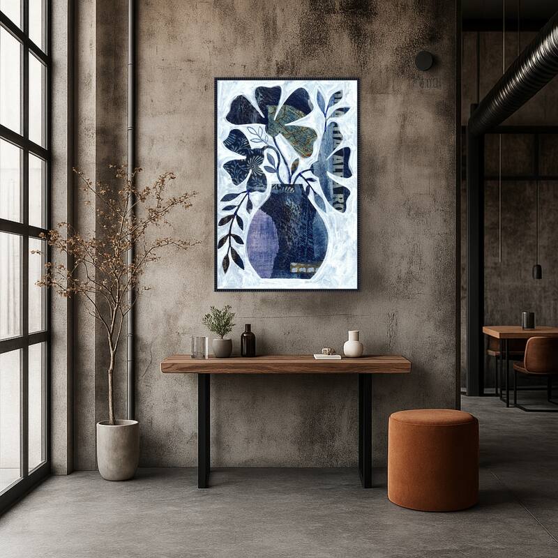 Indigo Blue Still Life No 2 by Susan Black Framed Canvas Wall Art Print