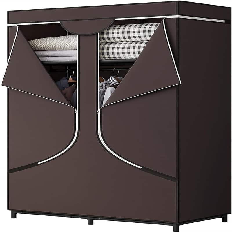 Portable Wardrobe Closet Clothing Organizer - 17.7"D x 34.6"W x 66.1"H - Brown