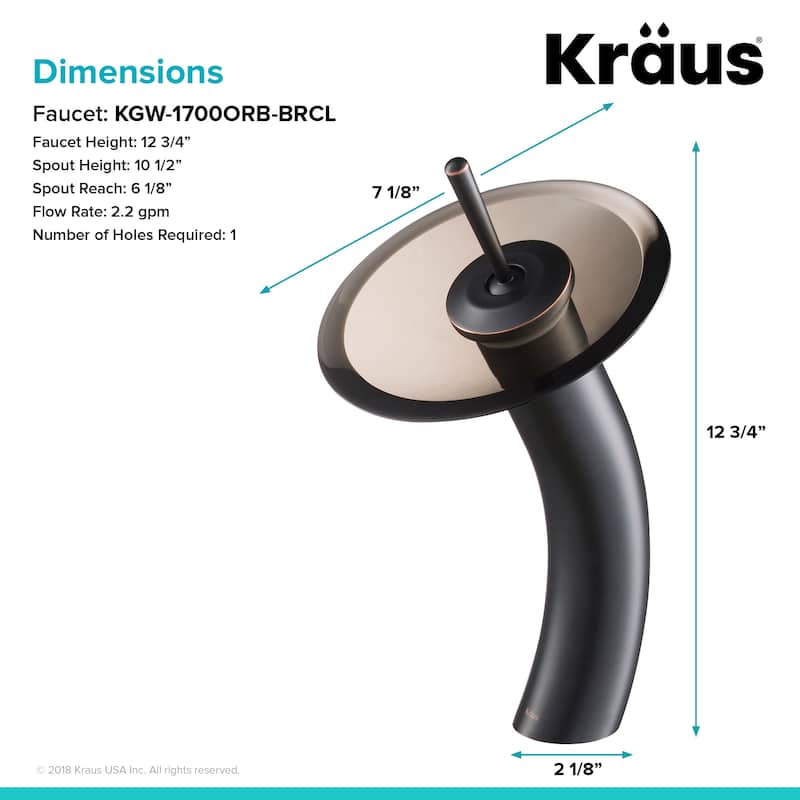 Kraus Waterfall Single Hole Vessel Bathroom Faucet
