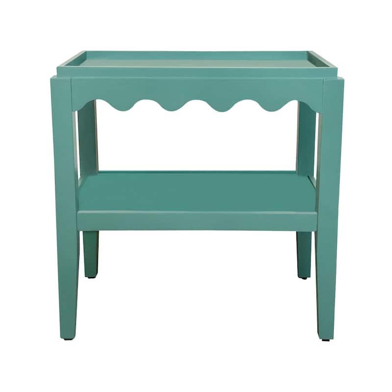 Carolina Chair & Table Rectangular Side Table, Mango Wood, Decorative Scallop Edge, 17L x 28W x 28H inches