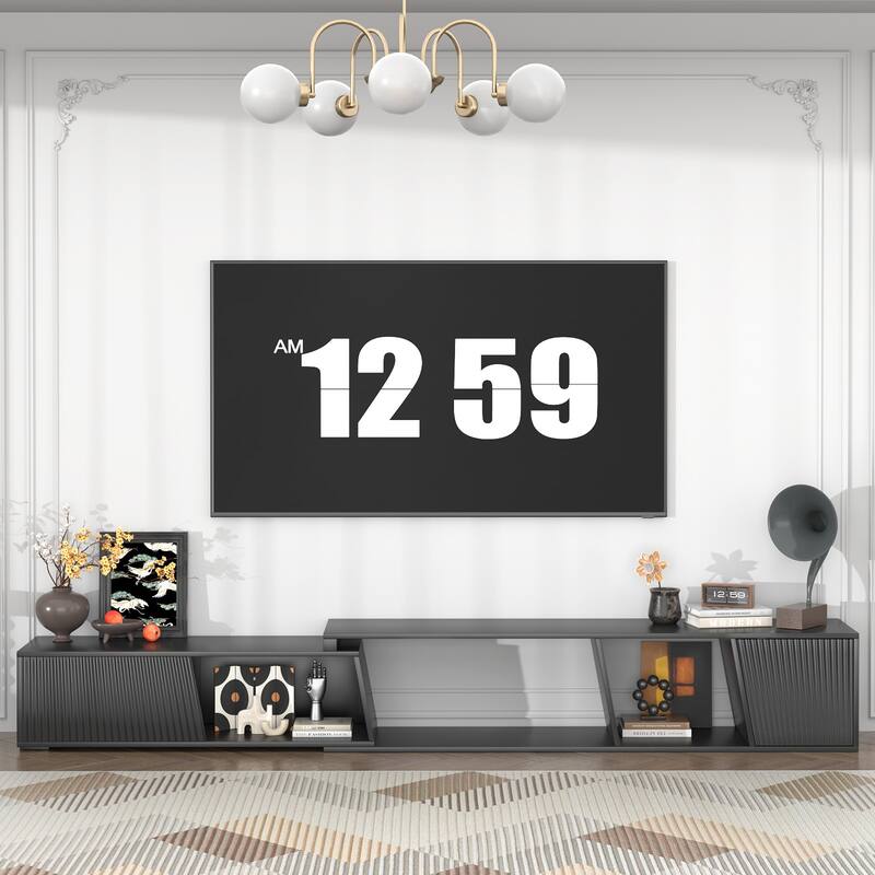 Gymojoy Extendable Adjustable Length 70.9"-106.2" TV Stand for 85-110 Inch Entertainment Center,Retractable Media Console Table.