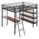 preview thumbnail 4 of 20, Modern Full Size Loft Bed with 3 Layers of Shelves and Desk with Whiteboard and Metal Frame for Bedroom