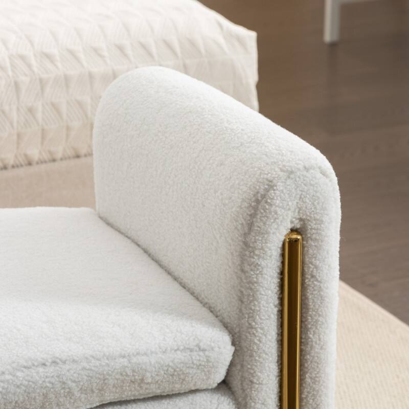 21.3" Seat Widths Soft Teddy Fabric Ottoman Footrest Stool