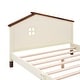 preview thumbnail 5 of 7, Full Size Wood Platform Bed with House-shaped Headboard, Cream