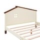 preview thumbnail 5 of 3, Full Size Wood Platform Bed with House-shaped Headboard (Cream+Walnut)