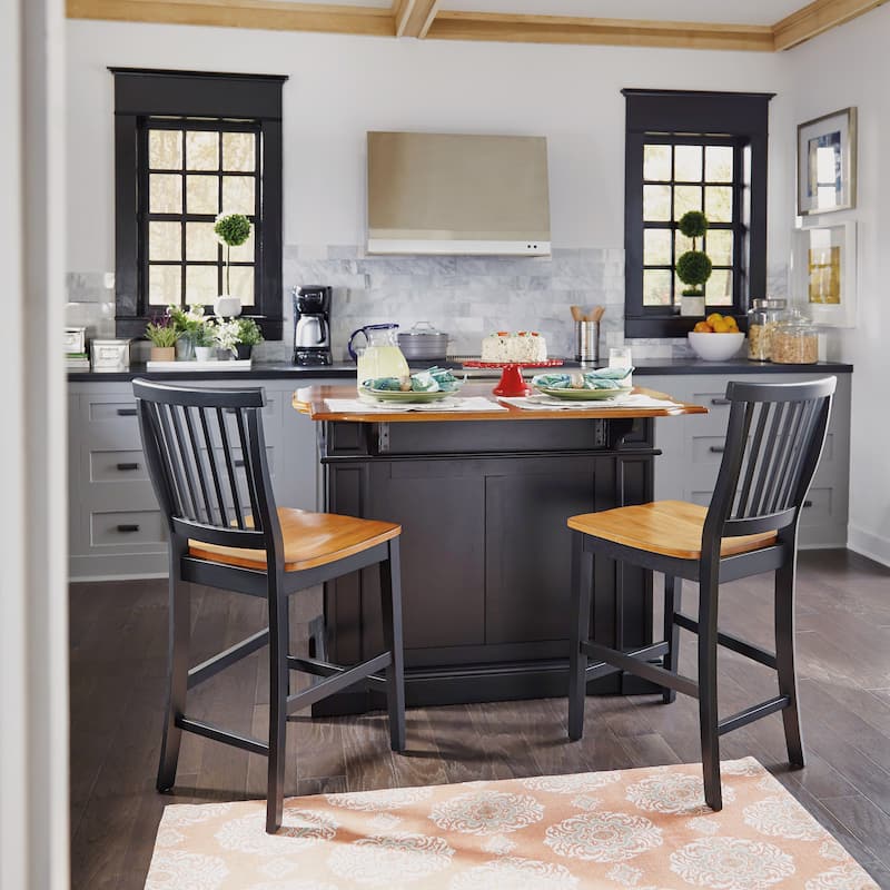 Distressed Oak 3-Piece Kitchen Island and Barstools Kitchen Set by Homestyles