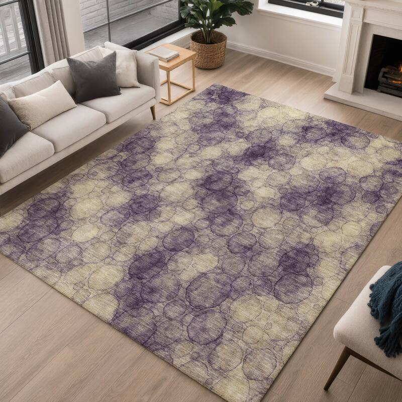 Machine Washable Indoor/ Outdoor Modern Aby Chantille Rug