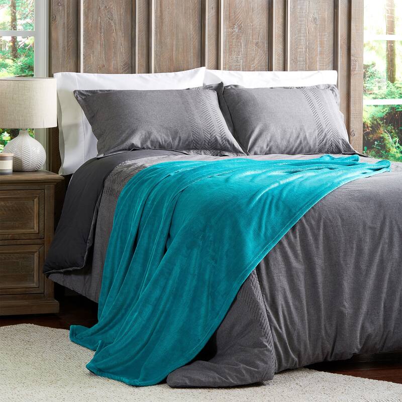 Velvet Throw - Oversized Solid Microfiber Polyester Blanket for Year-Round Warmth by Windsor Home