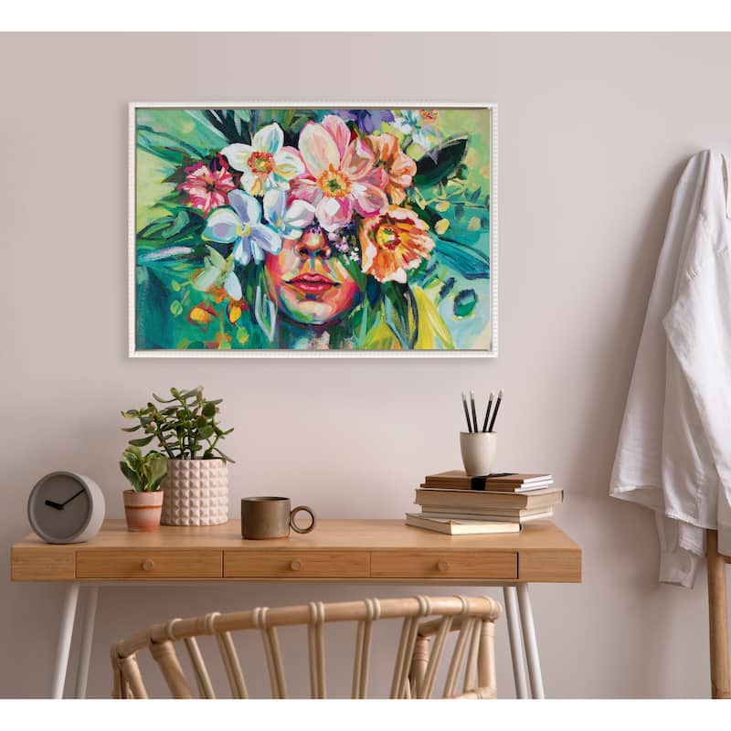 Kate and Laurel Sylvie Beaded Overgrowth Canvas by Rachel Christopoulos