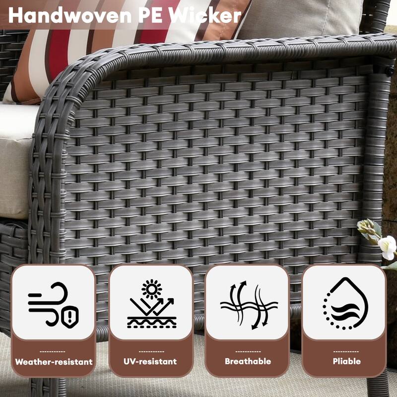 XIZZI 7-Piece Patio Wicker Furniture Conversation Swivel Chairs Set