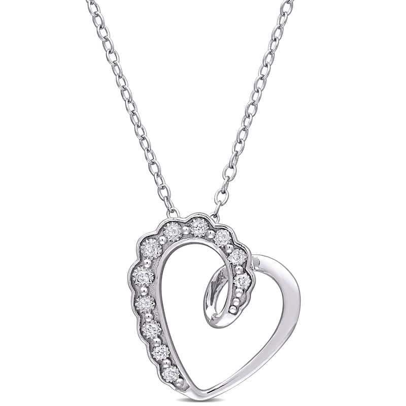 Miadora Sterling Silver Diamond Accent Heart Necklace