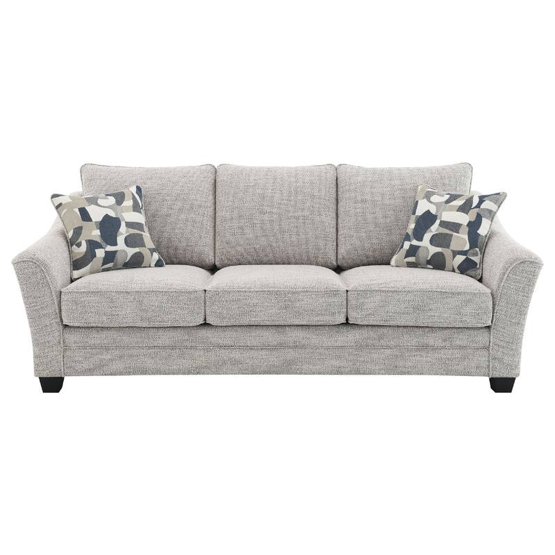Kito 2pc Living Room Sofa Set, Modern Sloped Arms, Light Gray Boucle