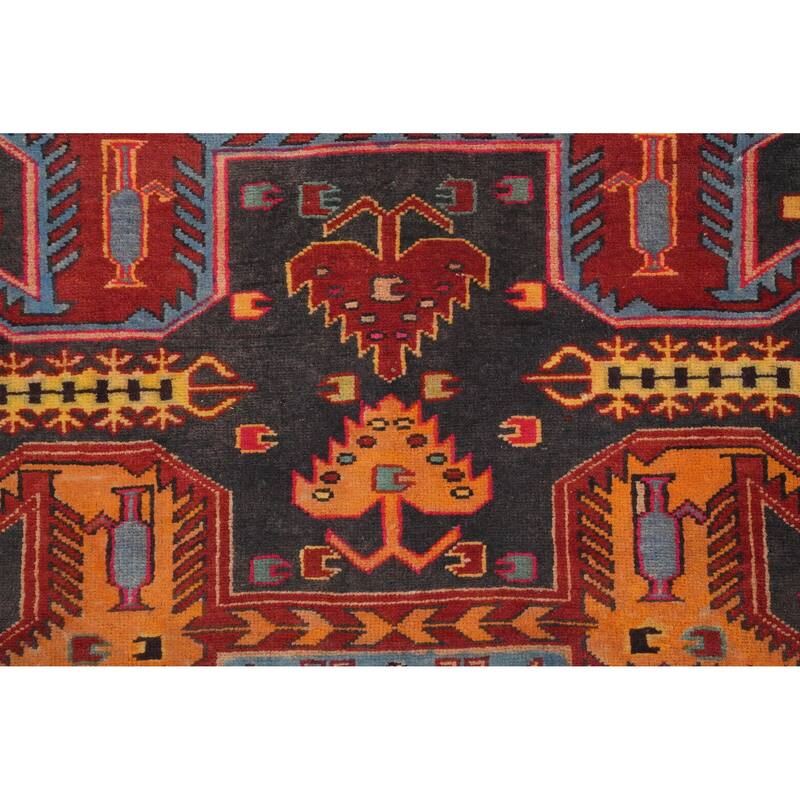 Hand Knotted Oriental 100% Wool Carpet Traditional Tribal Greys & Charcoal Ardebil Runner Rug - 11' 2'' X 3' 8''