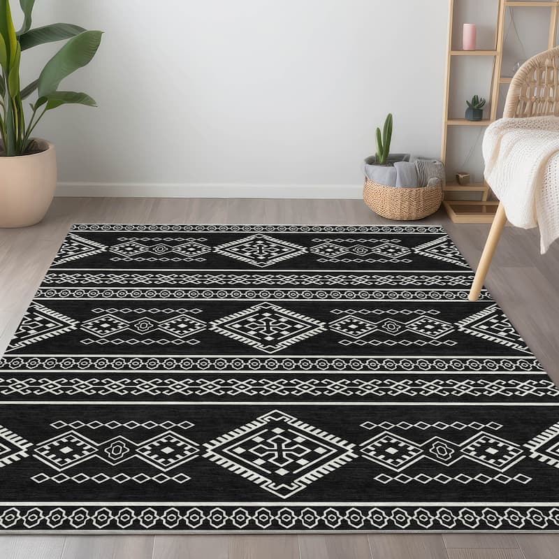 Machine Washable Indoor/ Outdoor Chantille Moroccan Boho Rug