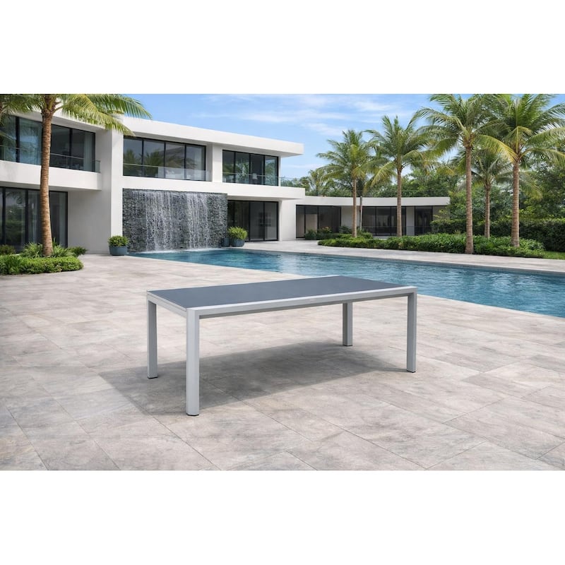 Bailey Light Grey 11-Piece Aluminum Outdoor Dining Set with Sling Set in Midnight Grey - N/A