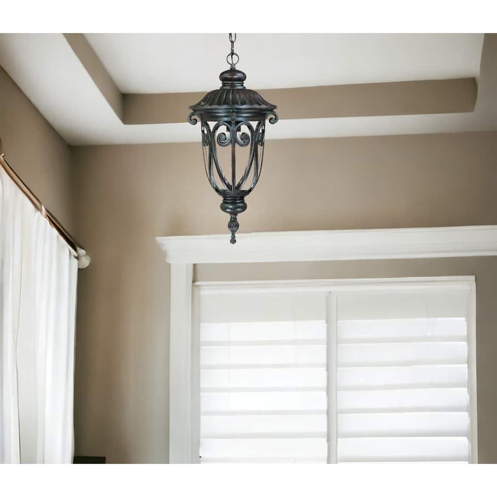 HomeRoots Naples 1-Light Marbelized Mahogany Hanging Light - 9.38' X '20.5' X '9.38