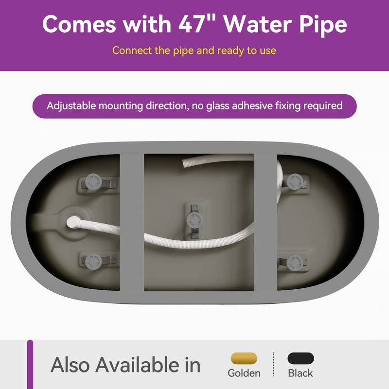 HOROW 59 in. Soaking Bathtub with Side Drain, White Tub with Matte Black Trim