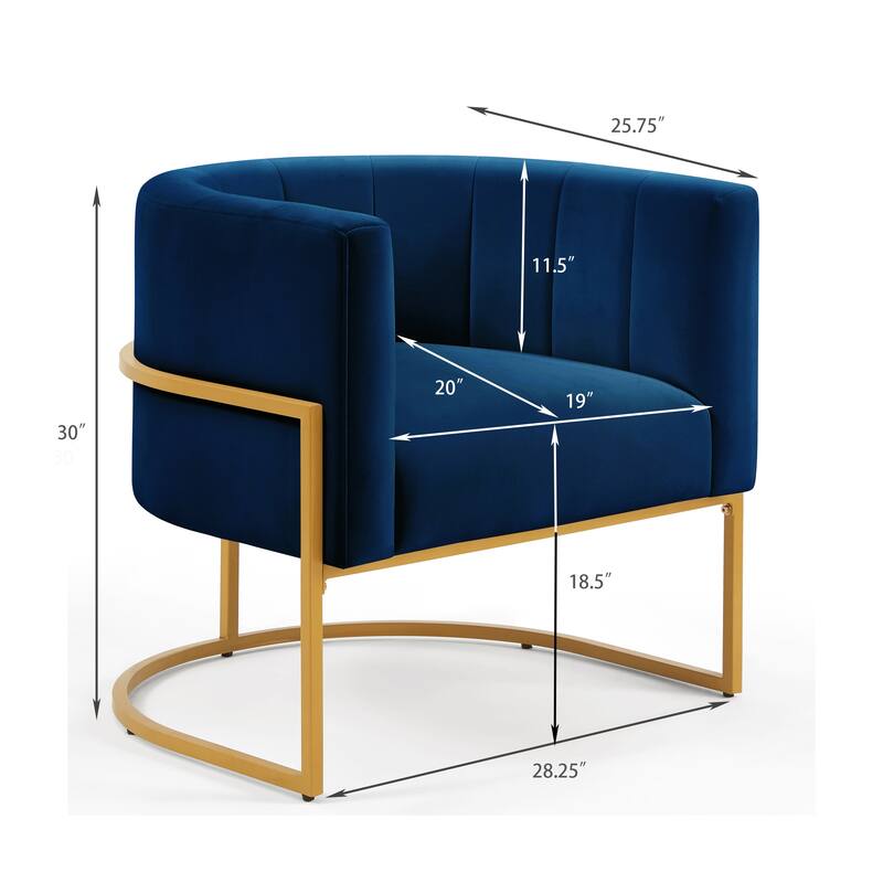 Upholstered Velvet Accent Chair with Golden Metal Base