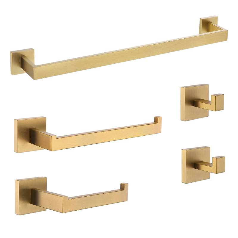 ANZZI 5-Piece Satin Brass Bathroom Accessories Set - Satin Brass