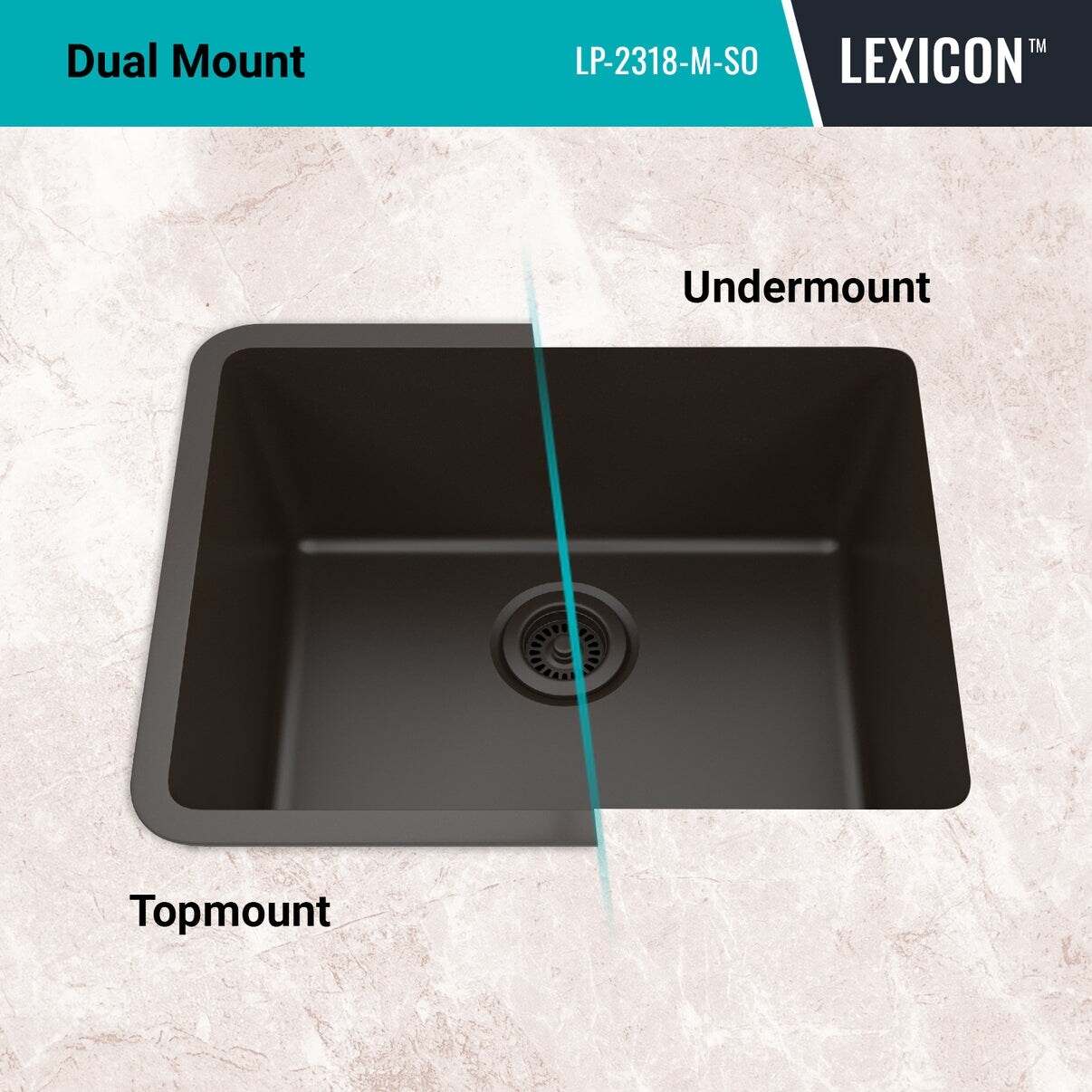 23 Inch Lexicon Platinum Quartz Composite Drop-in Undermount