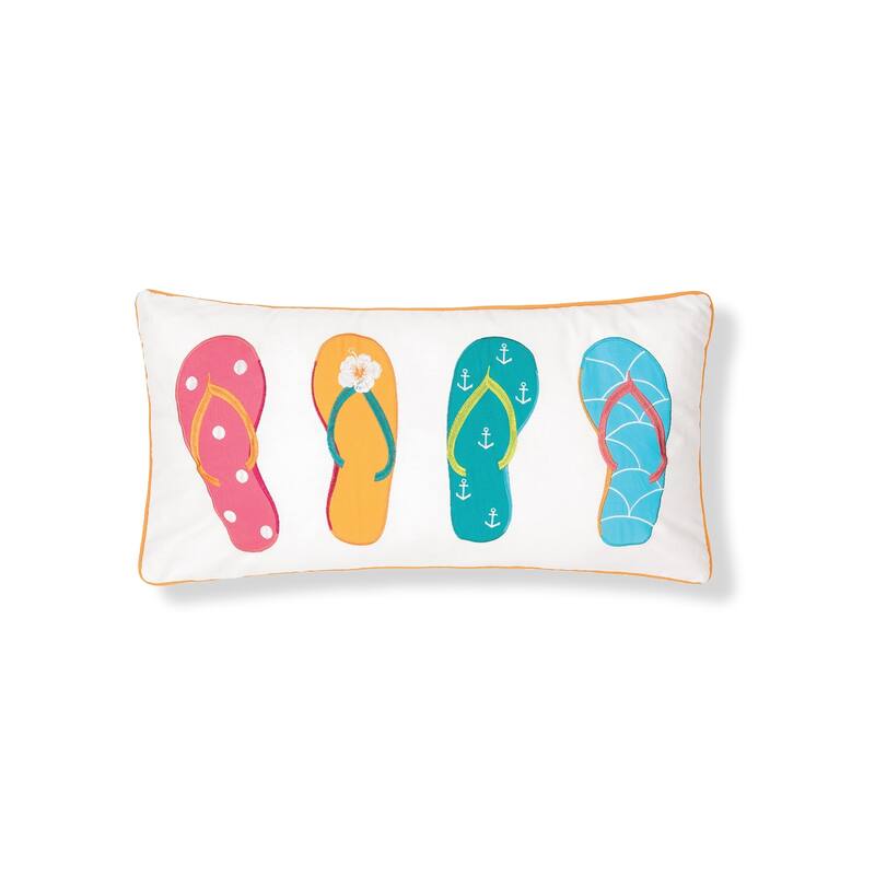 12" x 24" 4 Flip Flops Embroidered Throw Pillow