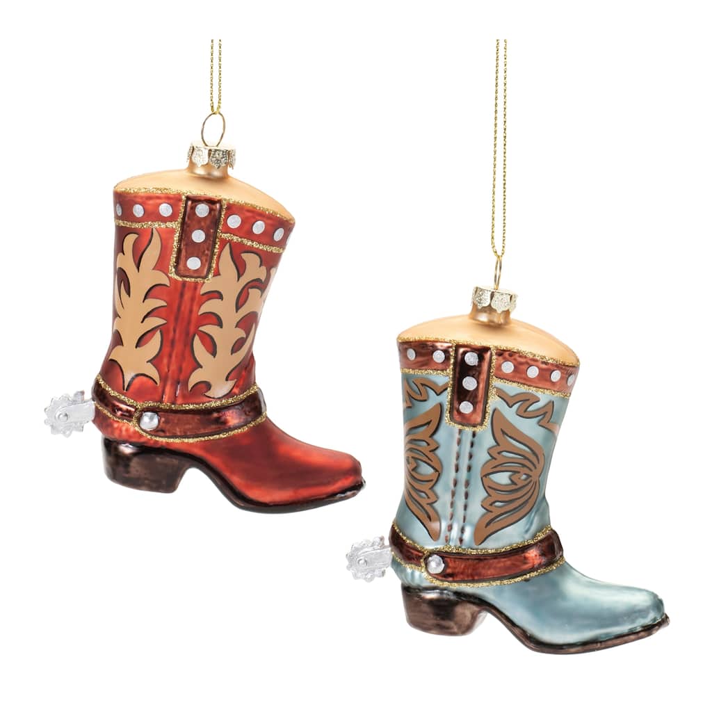 Glass Cowboy Boot Ornament (Set of 6) - N/A