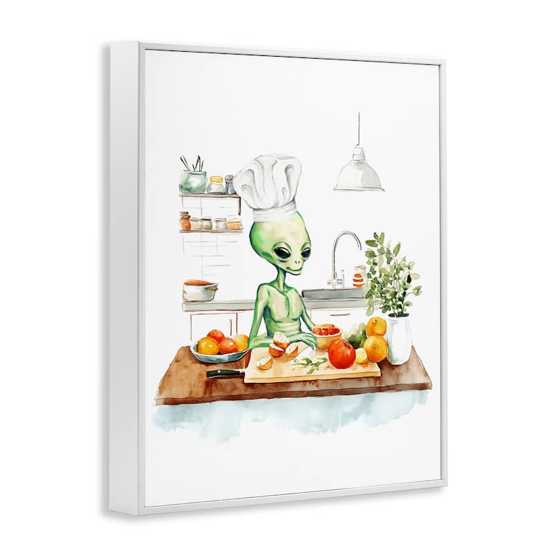 Stupell Chef Alien in Kitchen Framed Giclee Art Design By Lil' Rue