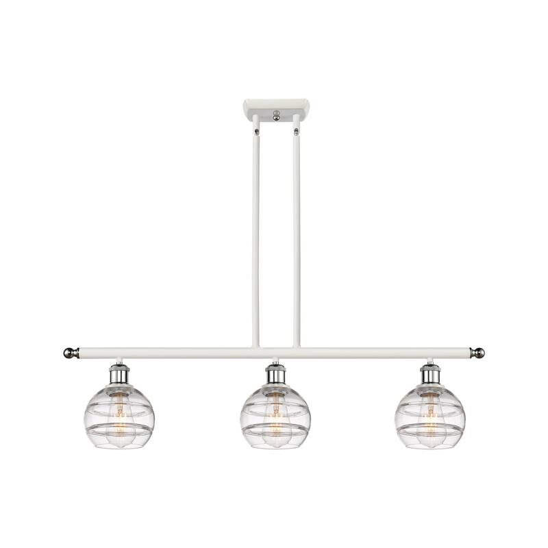 Innovations Lighting 516-3I-8-36 Rochester Linear Rochester 3 Light - White Polished Chrome / Clear