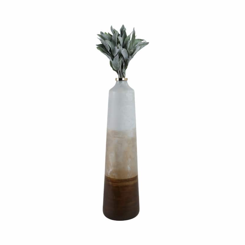 Glass and Iron Decorative Boho Vase with Modern Mixed Material Design