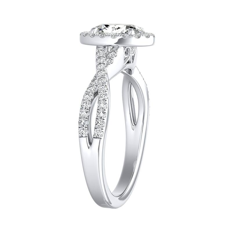 Auriya 14k Gold Twisted Oval-cut 5/8ctw Halo Diamond Engagement Ring