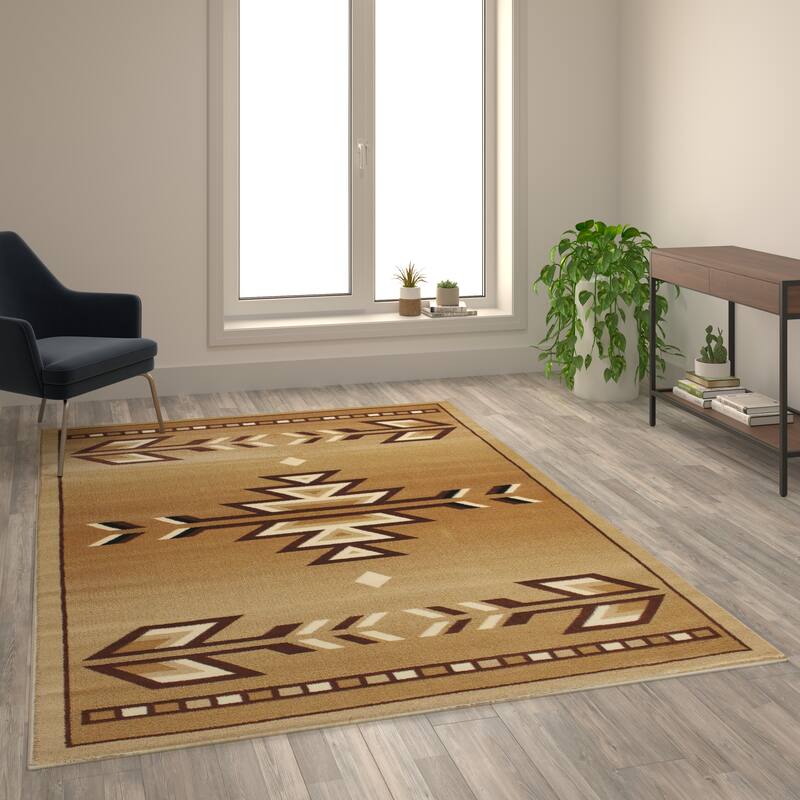 Multipurpose Southwestern Style Patterned Indoor Area Rug - 6' x 9' - Beige