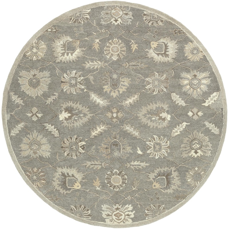 Livabliss Caesar Transitional Border Area Rug - Medium Grey - 9'9" x 9'9" Round - Round