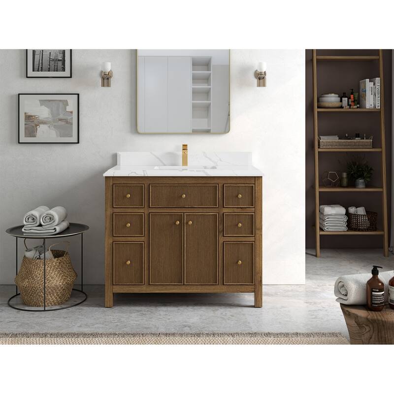 Willow Collections 42 in. W x 22 in. D Sonoma Teak Single Sink Bathroom Vanity with Countertop