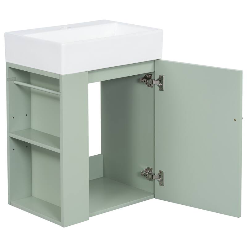 GDFStudio - Lucas Bennett Modern Compact Bathroom Vanity with Decorative Door and Smart Side Storage
