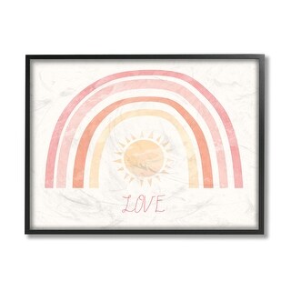 Stupell Sunshine Rainbow with Love Text Red Yellow Framed Wall Art ...