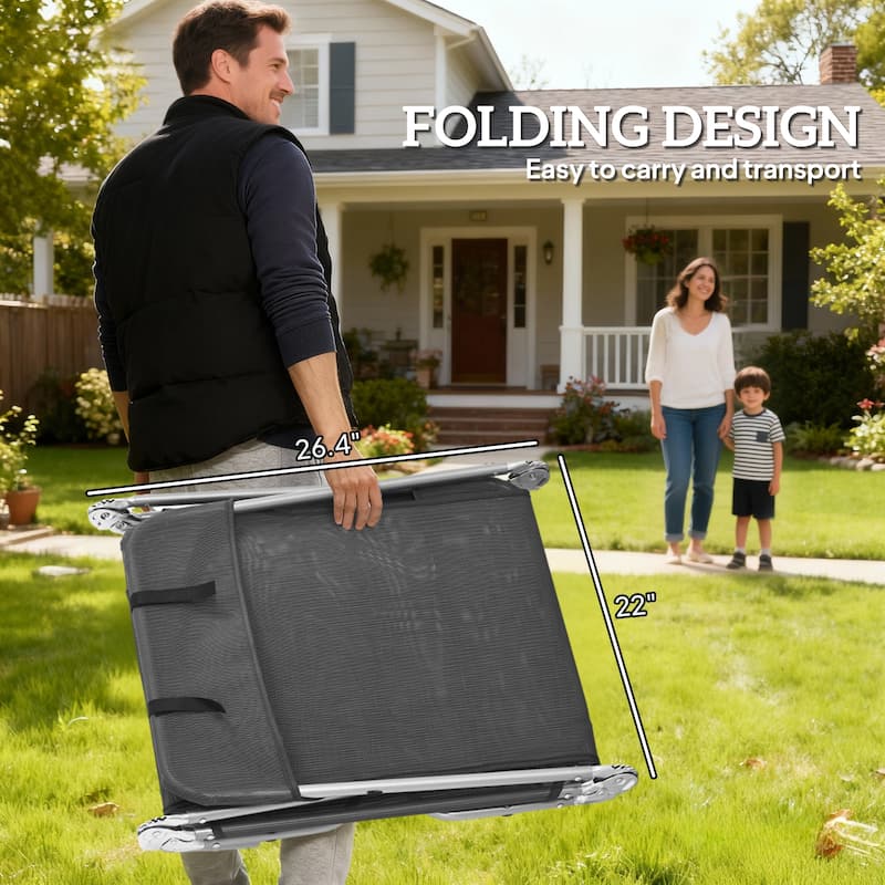 Outsunny Folding Chaise Lounge Pool Chairs, Set of 2 Outdoor Sun Tanning Chairs with Pillow, Six-Position Reclining Back