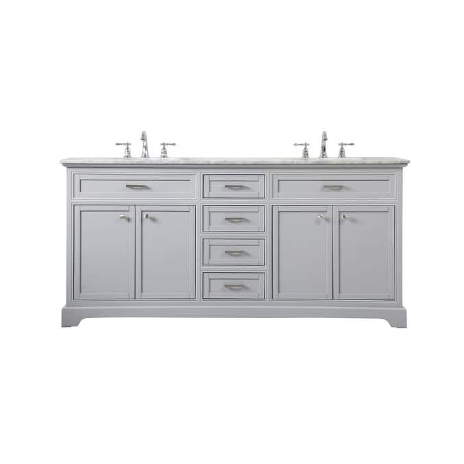 Elegant Lighting VF15072D Americana 72" Free Standing Double Basin - Grey - Painted