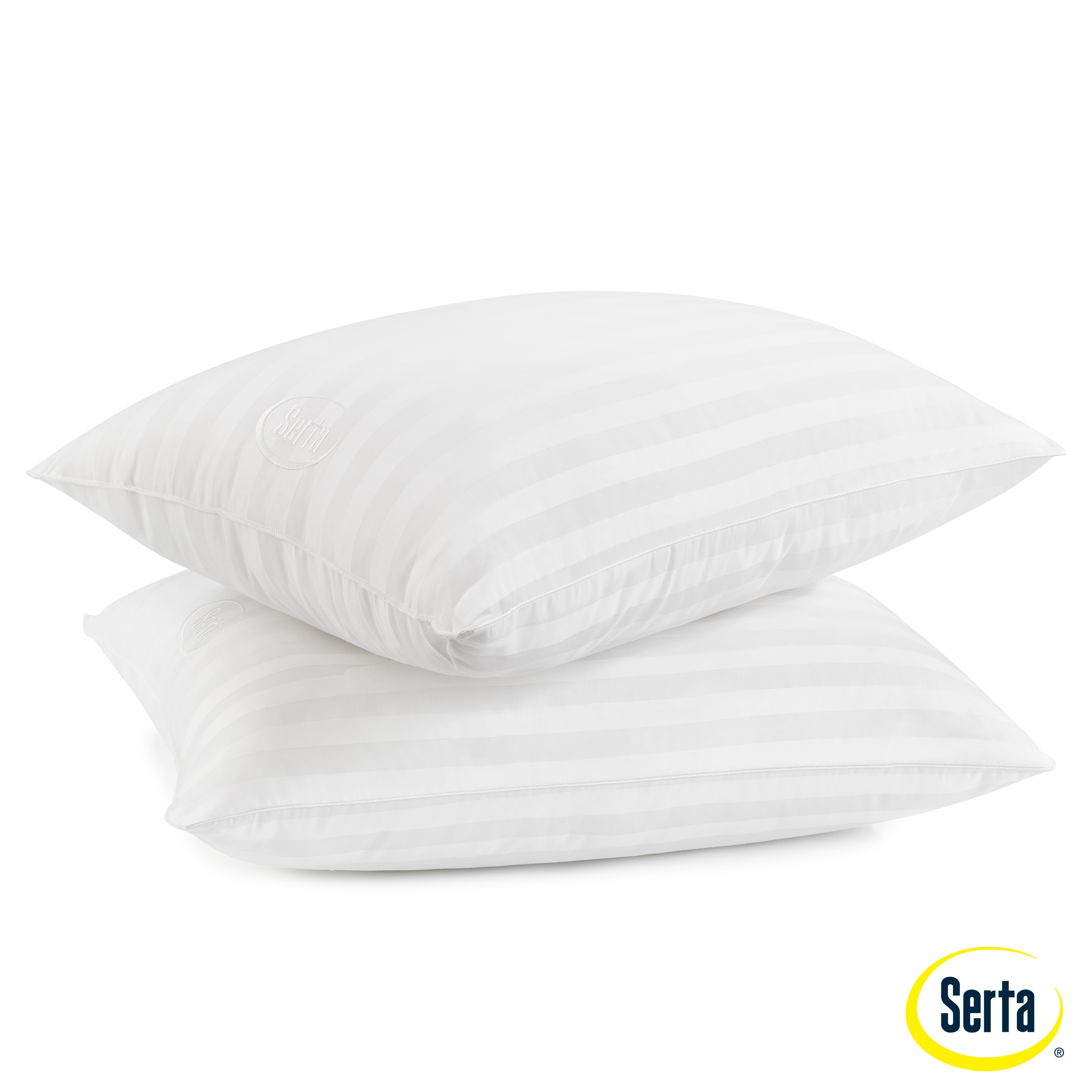 Serta Won't Go Flat Extra Life Foam Core, Cotton Cover, Standard/Queen Size Pillows Set of 2, 20 In x 28 In, White