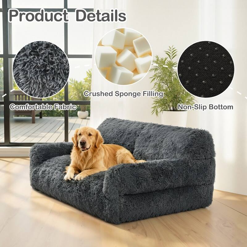 Plush Fluffy Faux Fur Foam Filled Bean Bag Chair, Cozy Soft Loveseat Floor Sofa