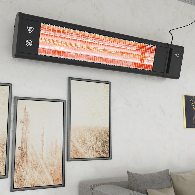 Cozywor Infrared Outdoor Electric Space Heater, Wall Mounted Heater, 1500 W, Remote Control 29" x 6", Black - N/A