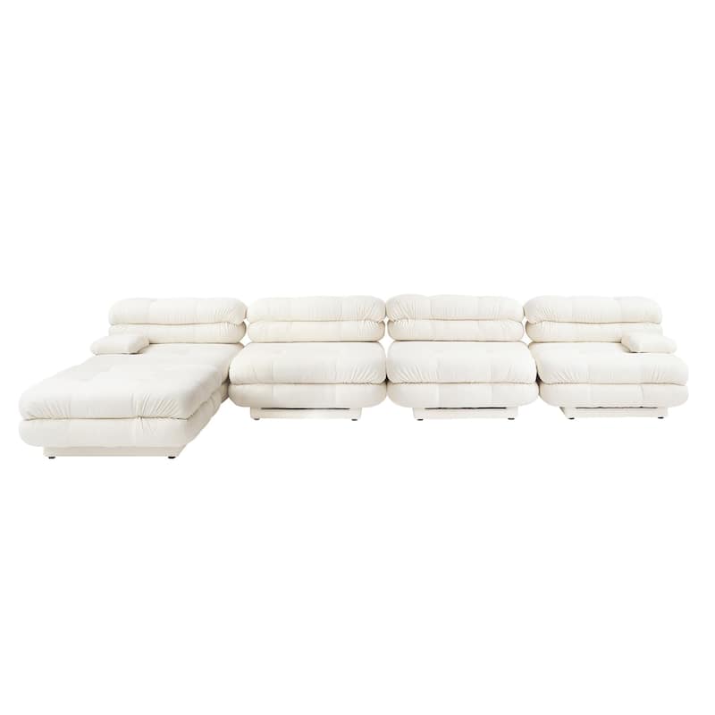 146" Tedy Velvet Sectional Cloud Couches, Modern L-Shaped Sofa DIY Combination Reversible Chaise for for Living Room
