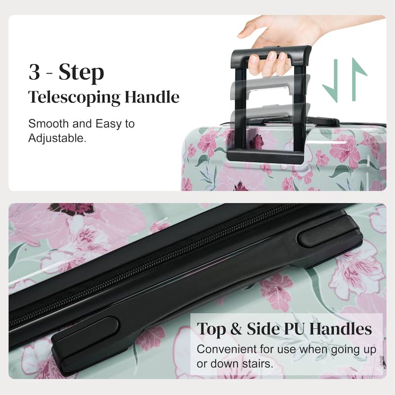 Luggage Sets New Model PC 5pcs, Hardside Lightweight Durable 20IN 24IN 28IN Suitcases with 8" 14" Cases with Lock Spinner Wheels