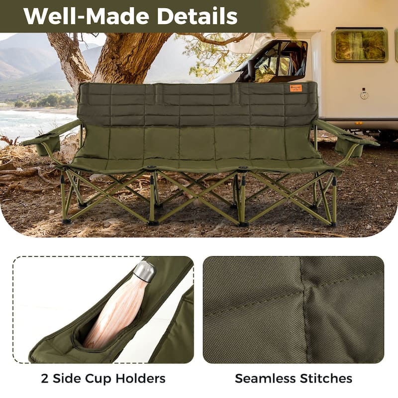Costway Oversized 3 Person Camping Chair Portable Folding Camp Couch - See Details