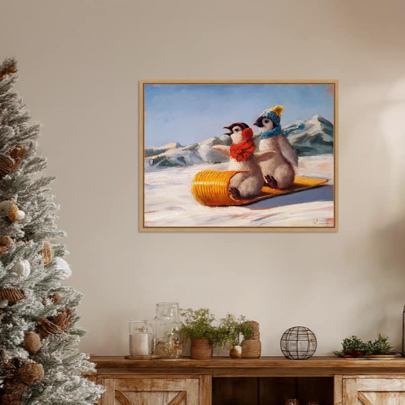 Toboggan by Lucia Heffernan (30 x 23 in.), Framed Canvas Wall Art Print - Sylvie Natural