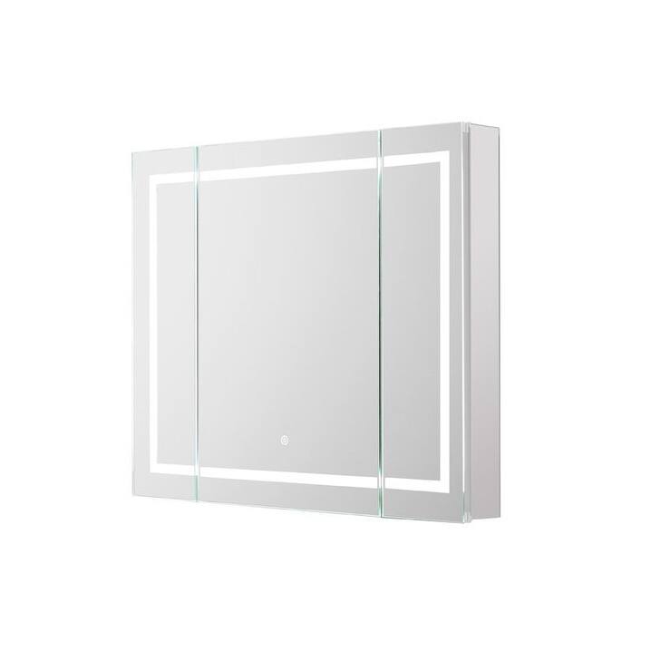 AQUADOM Royale Plus 36W Bathroom Led Lighted Medicine Cabinet Defogger, 3X LED Adjustable Magnifying Mirror, Electrical Outlets